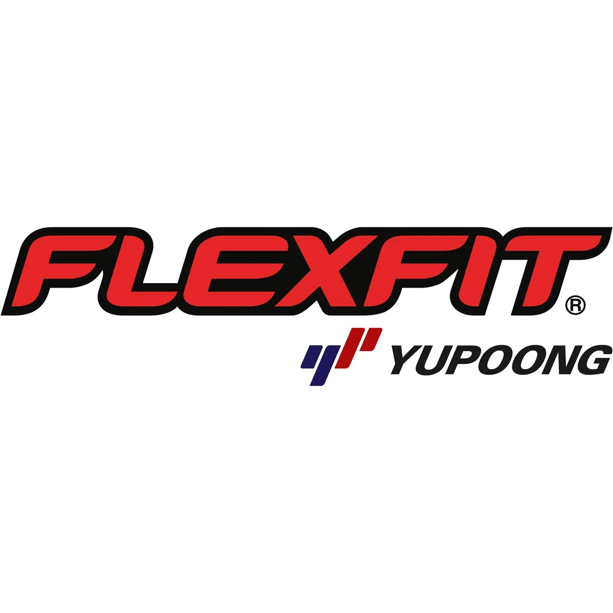 Flexfit Yupoong Logo in Rot, Schwarz und Blau